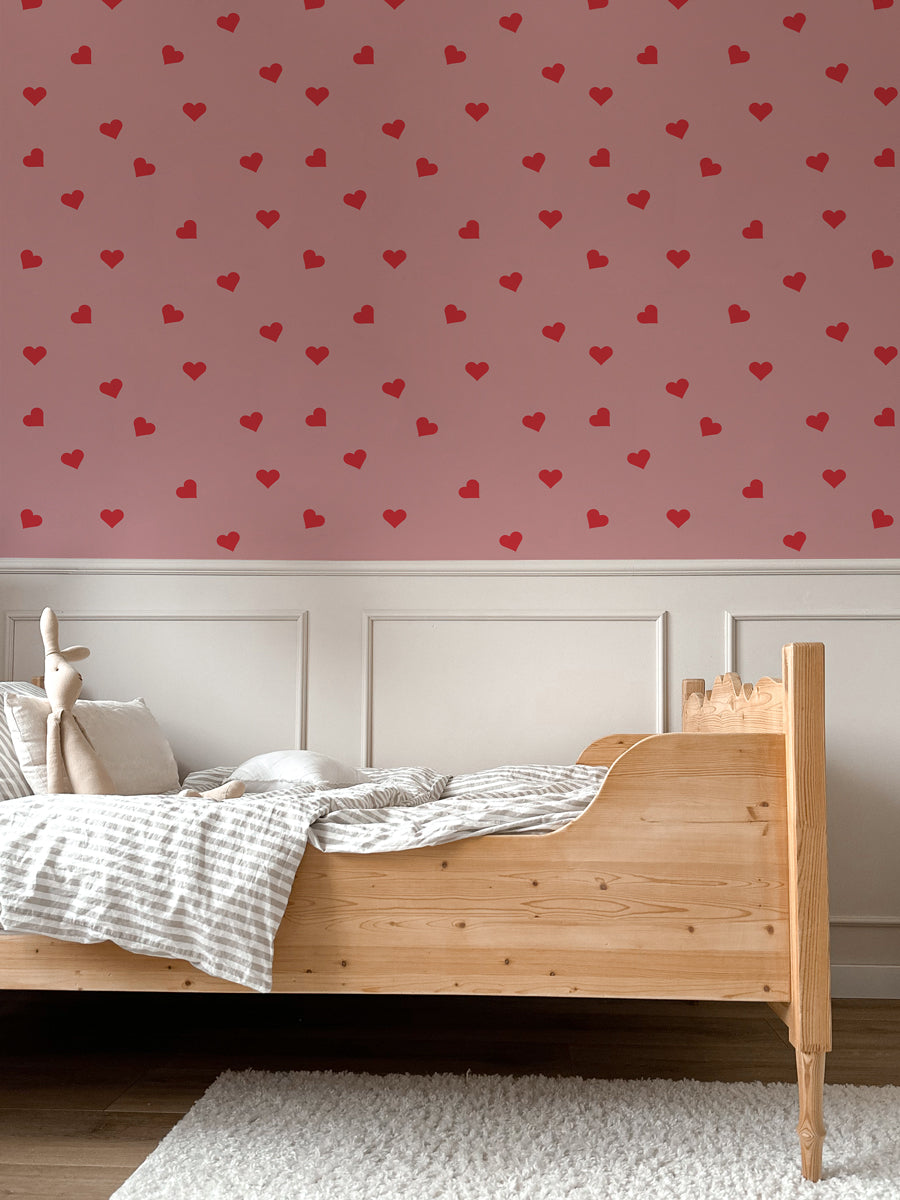Hearts on pink Wallpaper