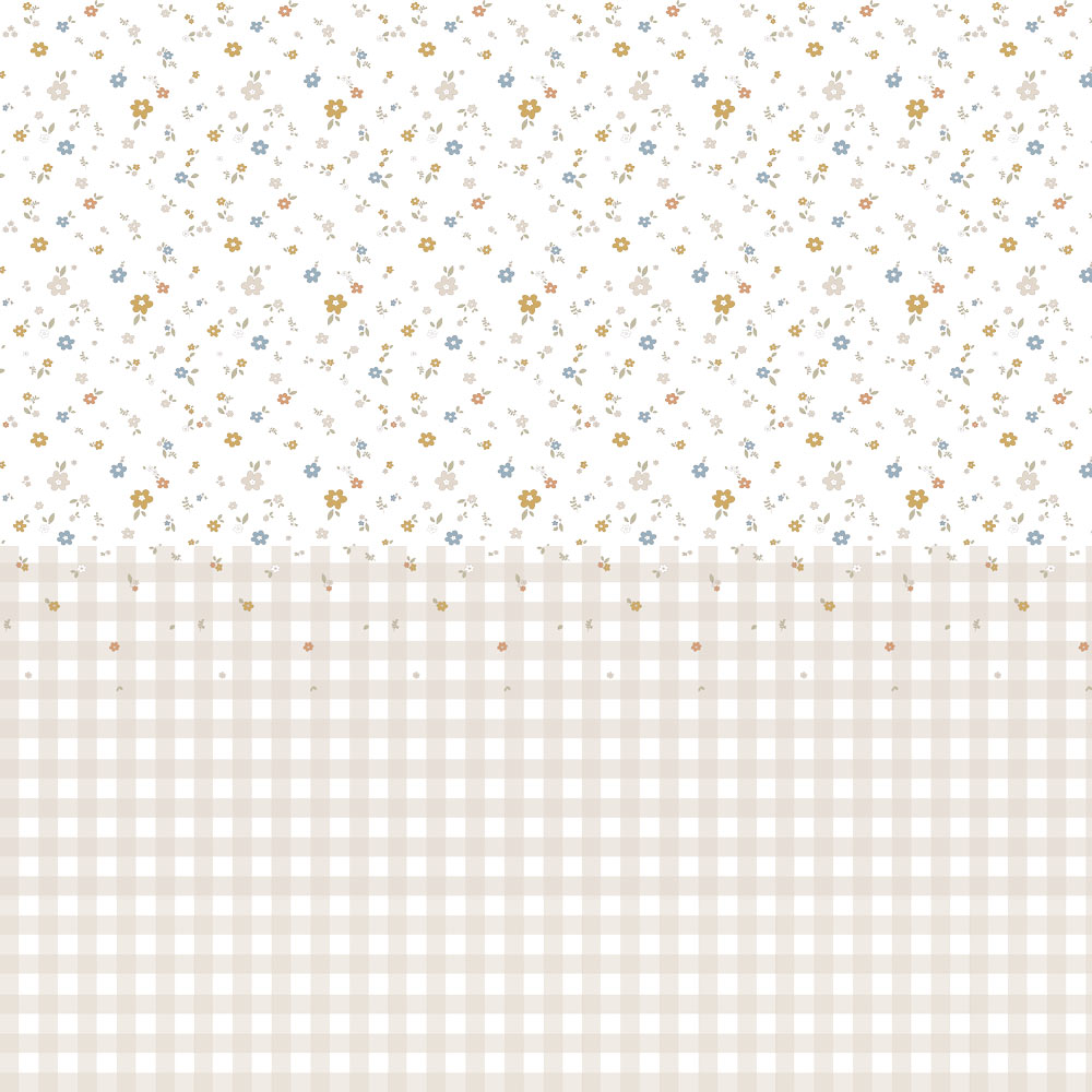 Boho Meadow and Check Wallpaper