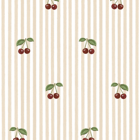 WallpaperLittle Cherries on Pink Stripes