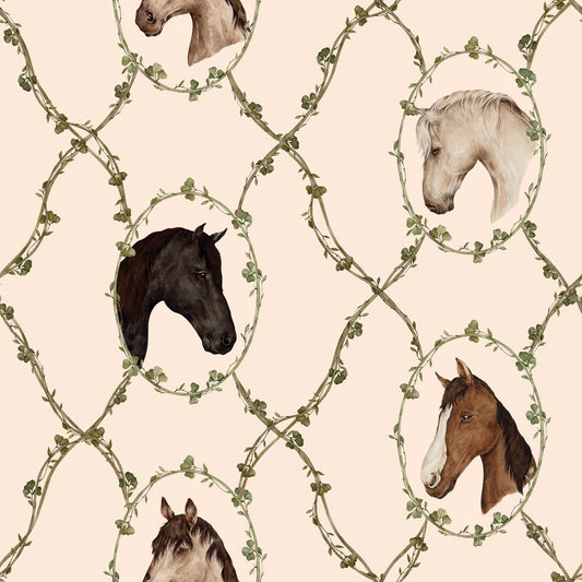 Wallpaper Watercolour horses beige