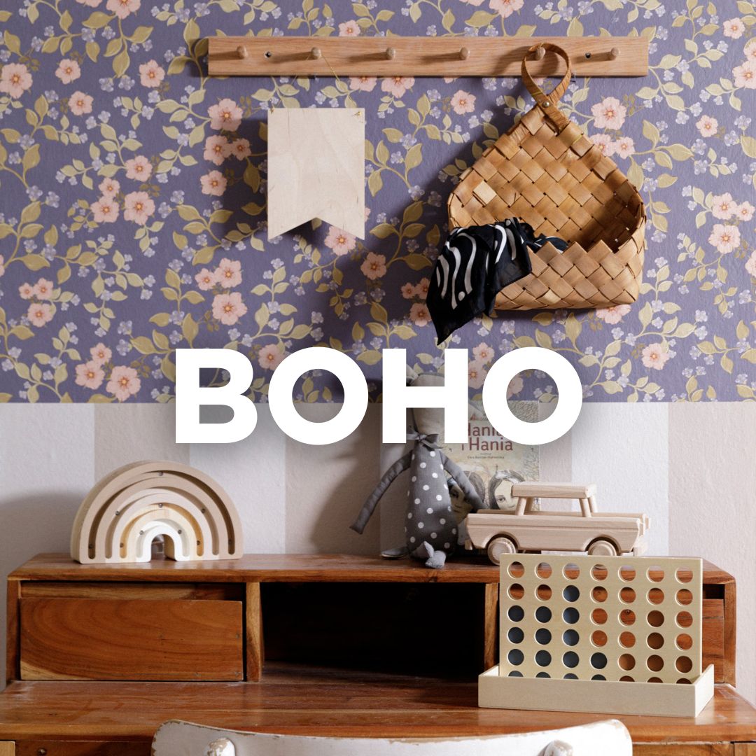 How to create a boho interior - floral wallpaper and more