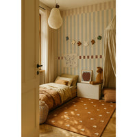 Stripes nostalgia beige blue vintage Wallpaper