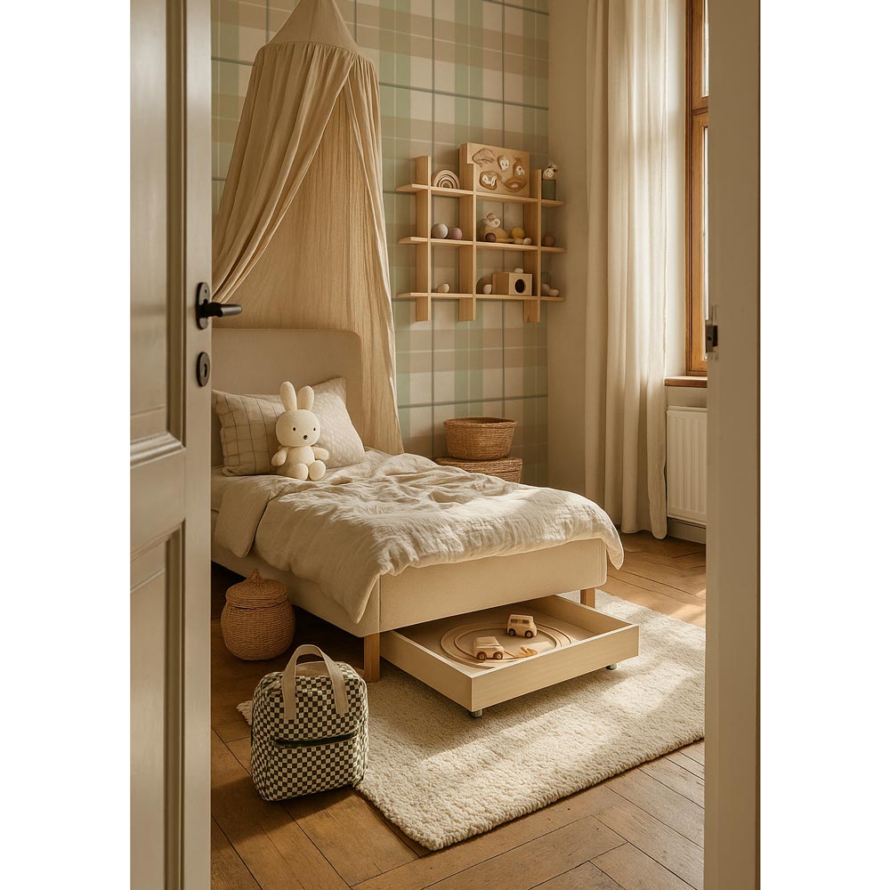 Check maxi beige green Wallpaper