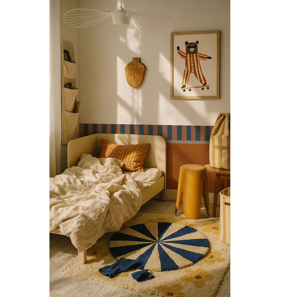 Border Nostalgia Navy Blue Brown