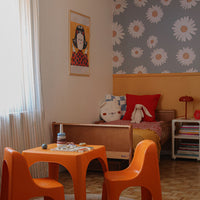 Tuscan Daisies Blue Wallpaper