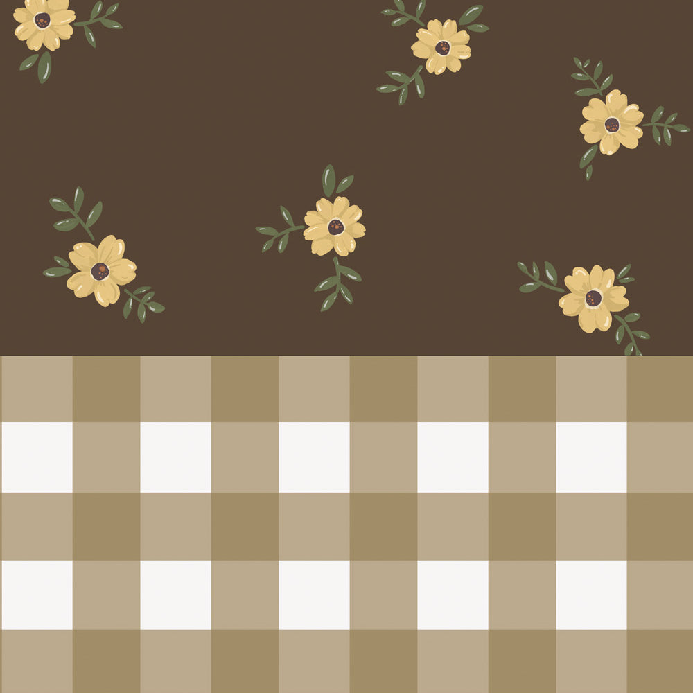 Rustic Garden Brown Wallpaper Sample