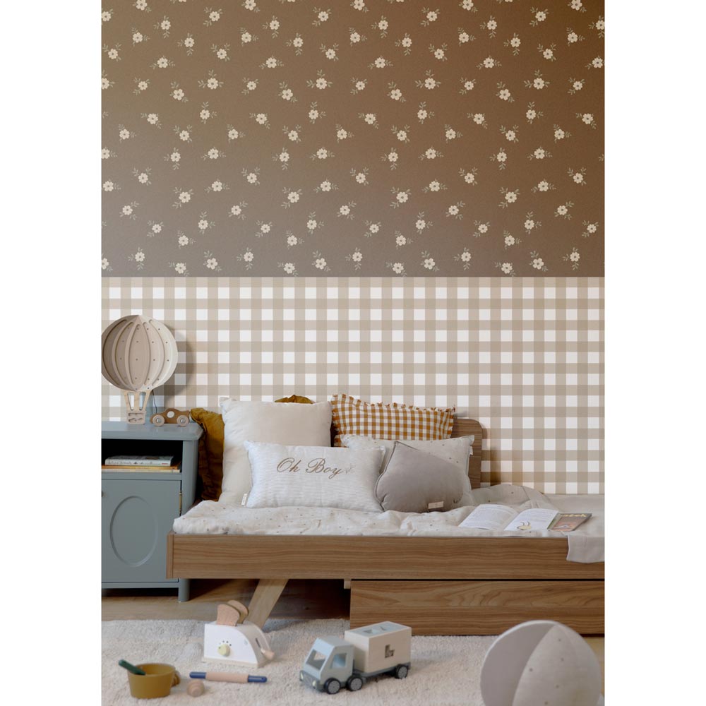 Rustic Garden Brown Wallpaper Sample