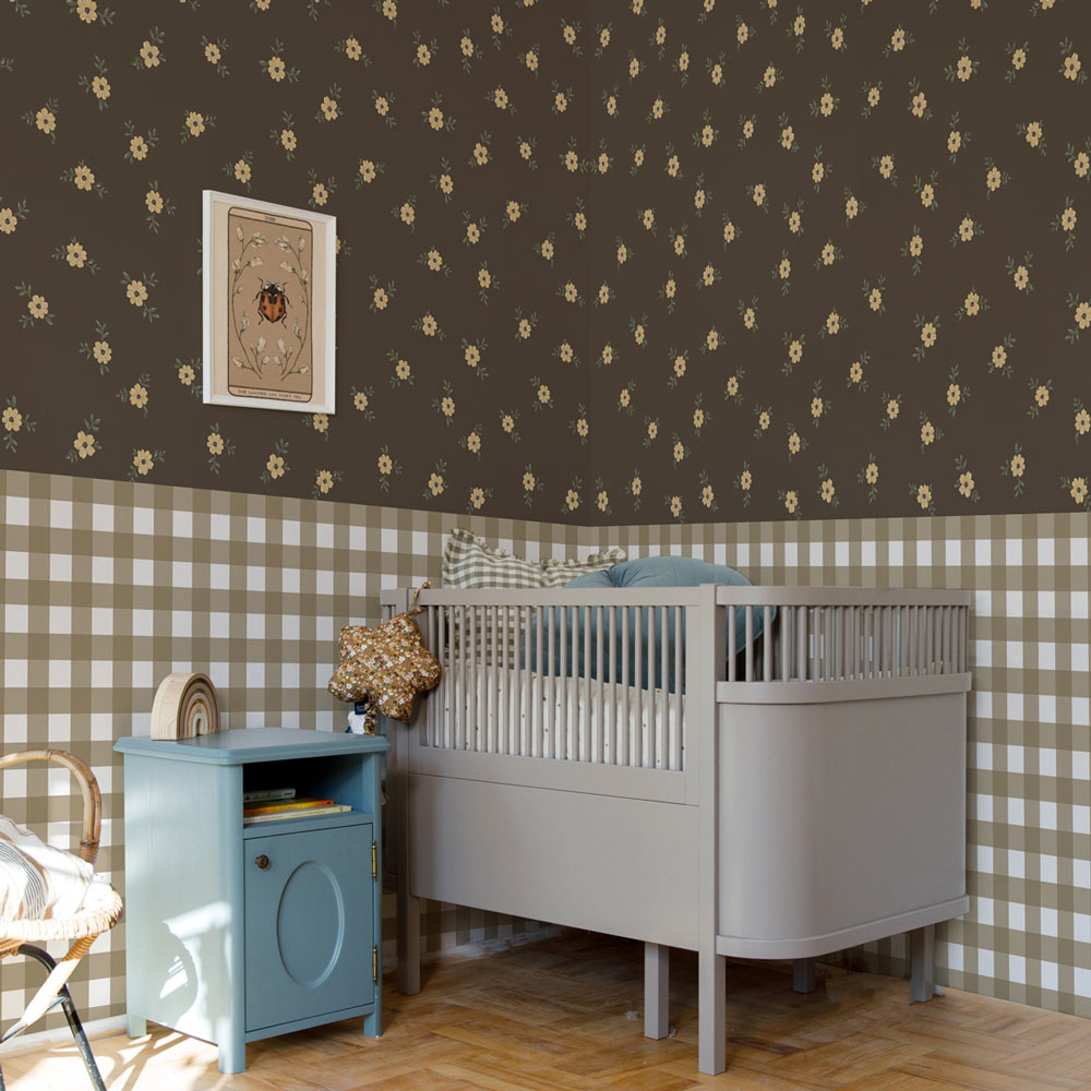 Rustic Garden Brown Wallpaper Sample
