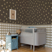 Rustic Garden Brown Wallpaper Sample