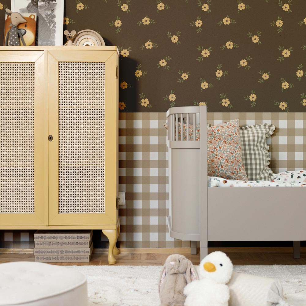 Rustic Garden Brown Wallpaper Sample