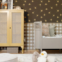 Rustic Garden Brown Wallpaper Sample