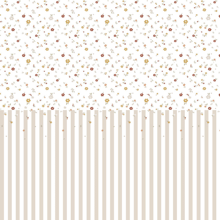 Boho Meadow and Stripes Wallpaper