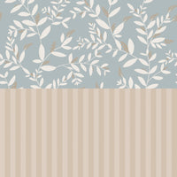 Delicate Twigs with Blue and Beige Wallpaper Sample