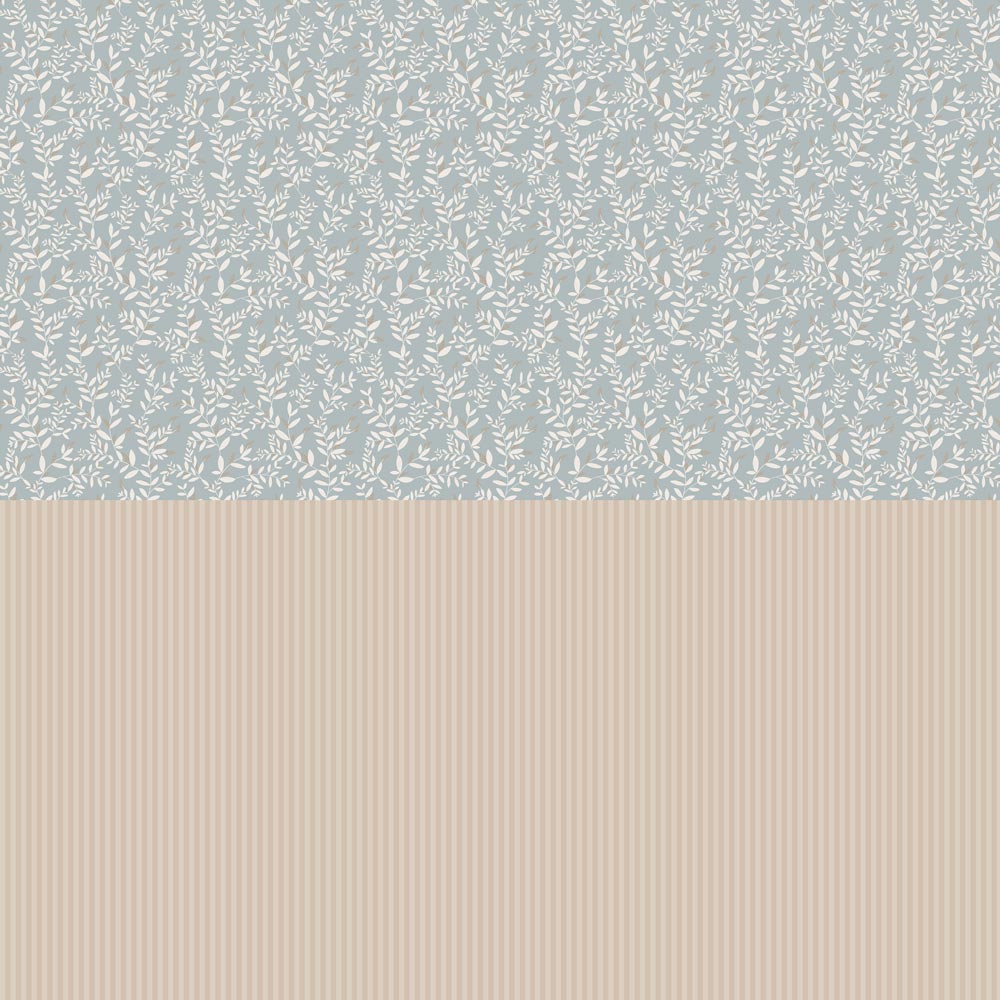 Delicate Twigs with Blue and Beige Wallpaper Sample