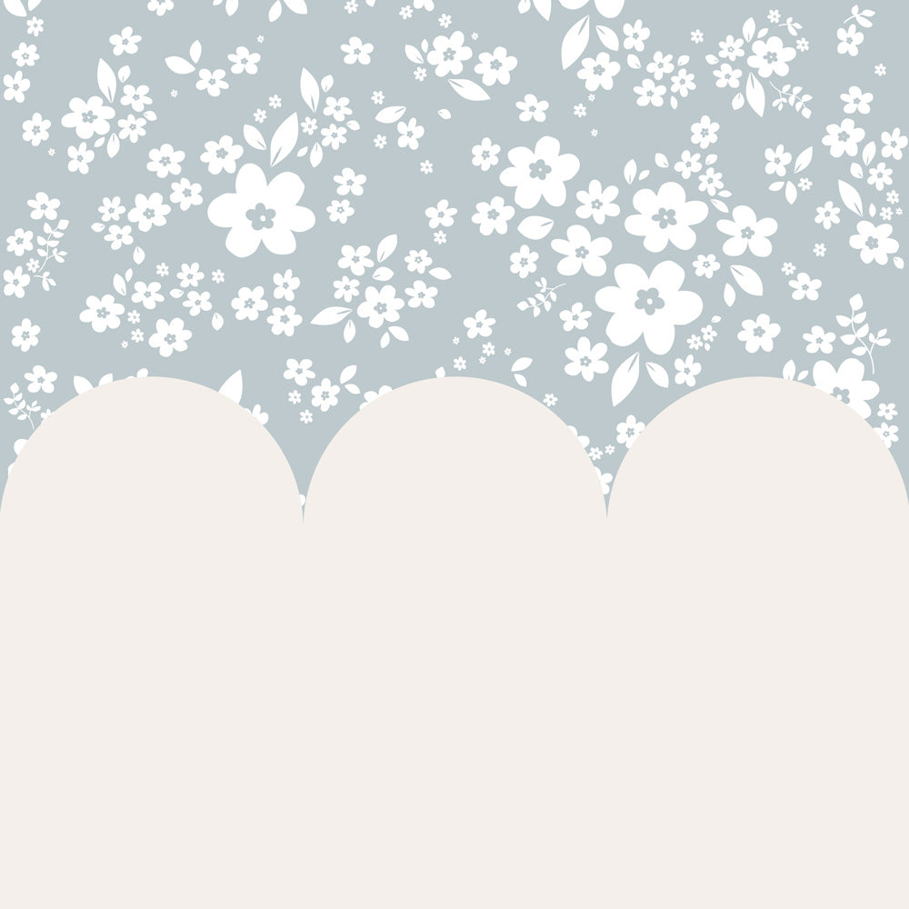 Lace Meadow Blue and Milky Wallpaper Sample