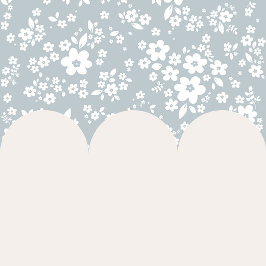 Lace Meadow Blue and Milky Wallpaper