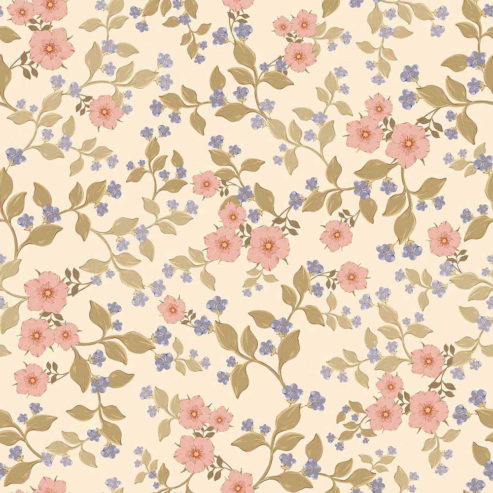 Antique Floral Fantasy Sun Wallpaper