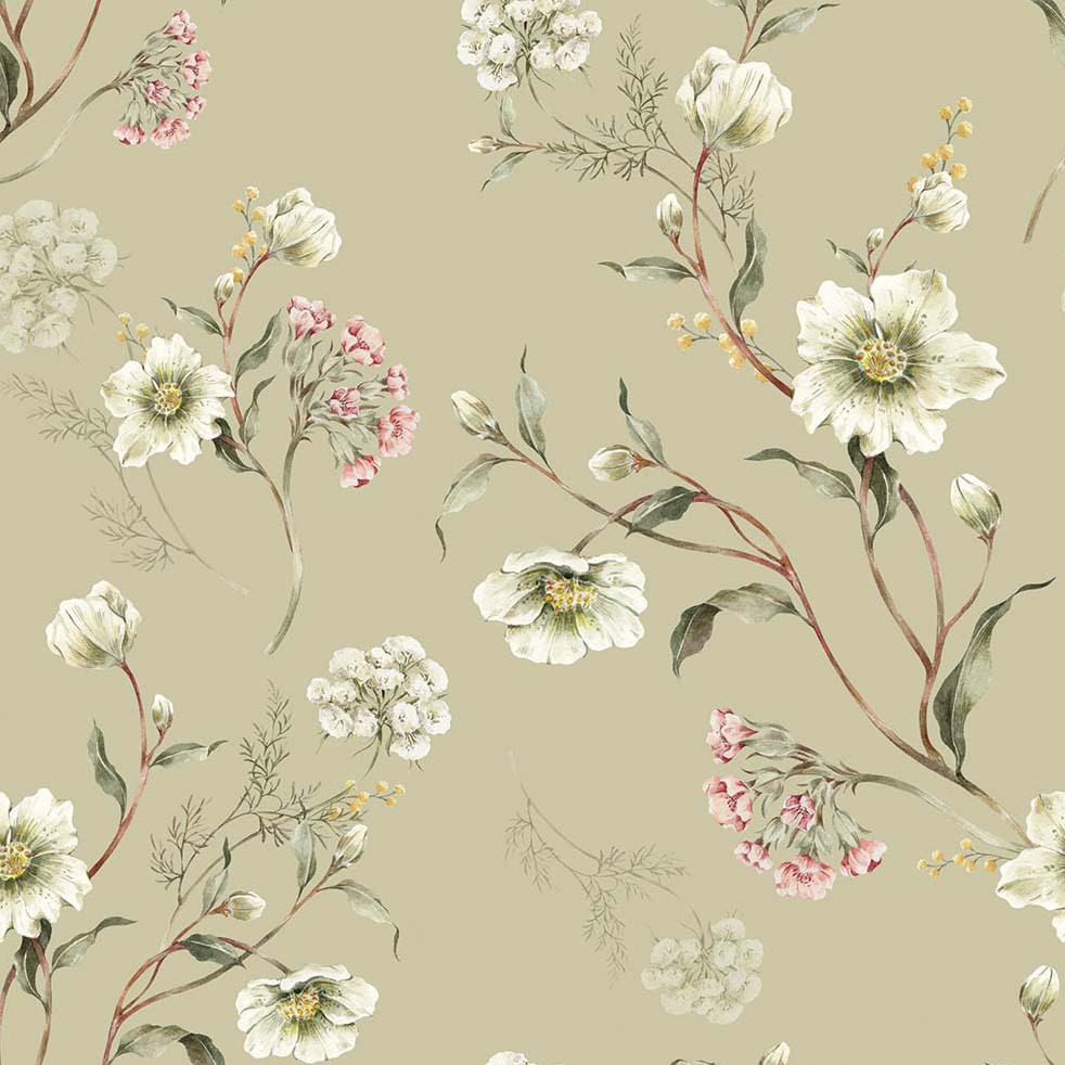 Light Green Blossom Wallpaper Sample