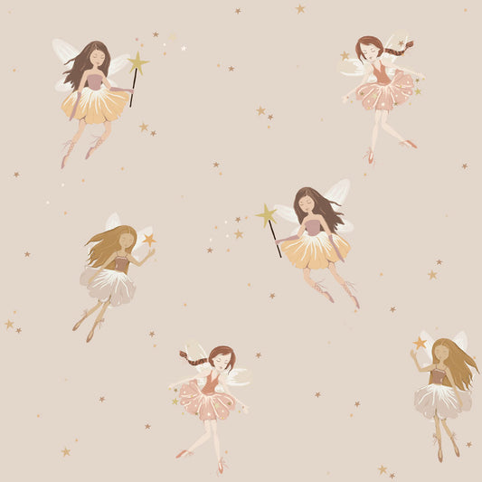 Fairies Beige Wallpaper
