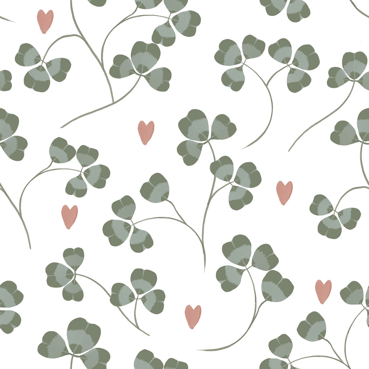 Pastel Clover and Hearts Wallpaper