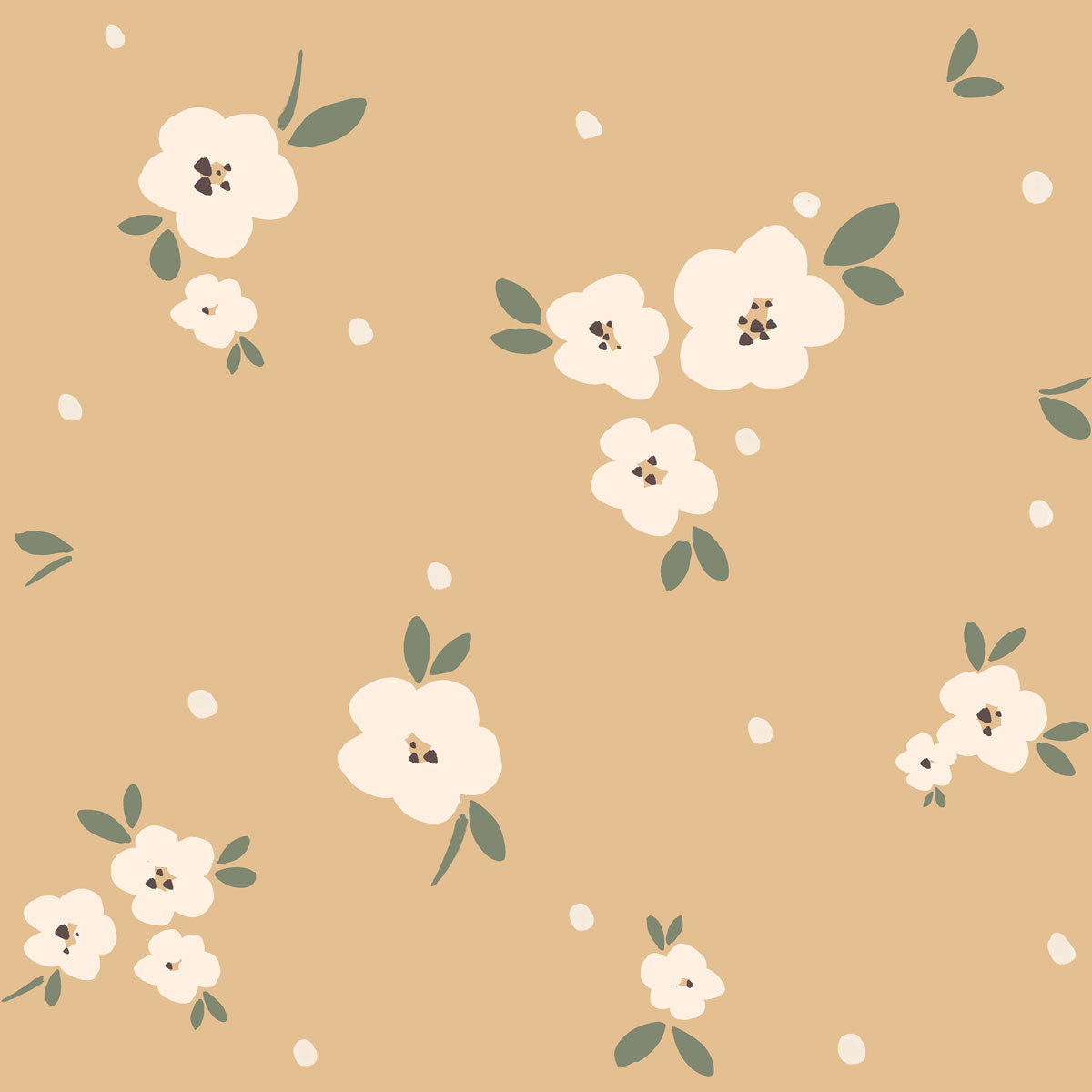 Floral Draw Beige Wallpaper