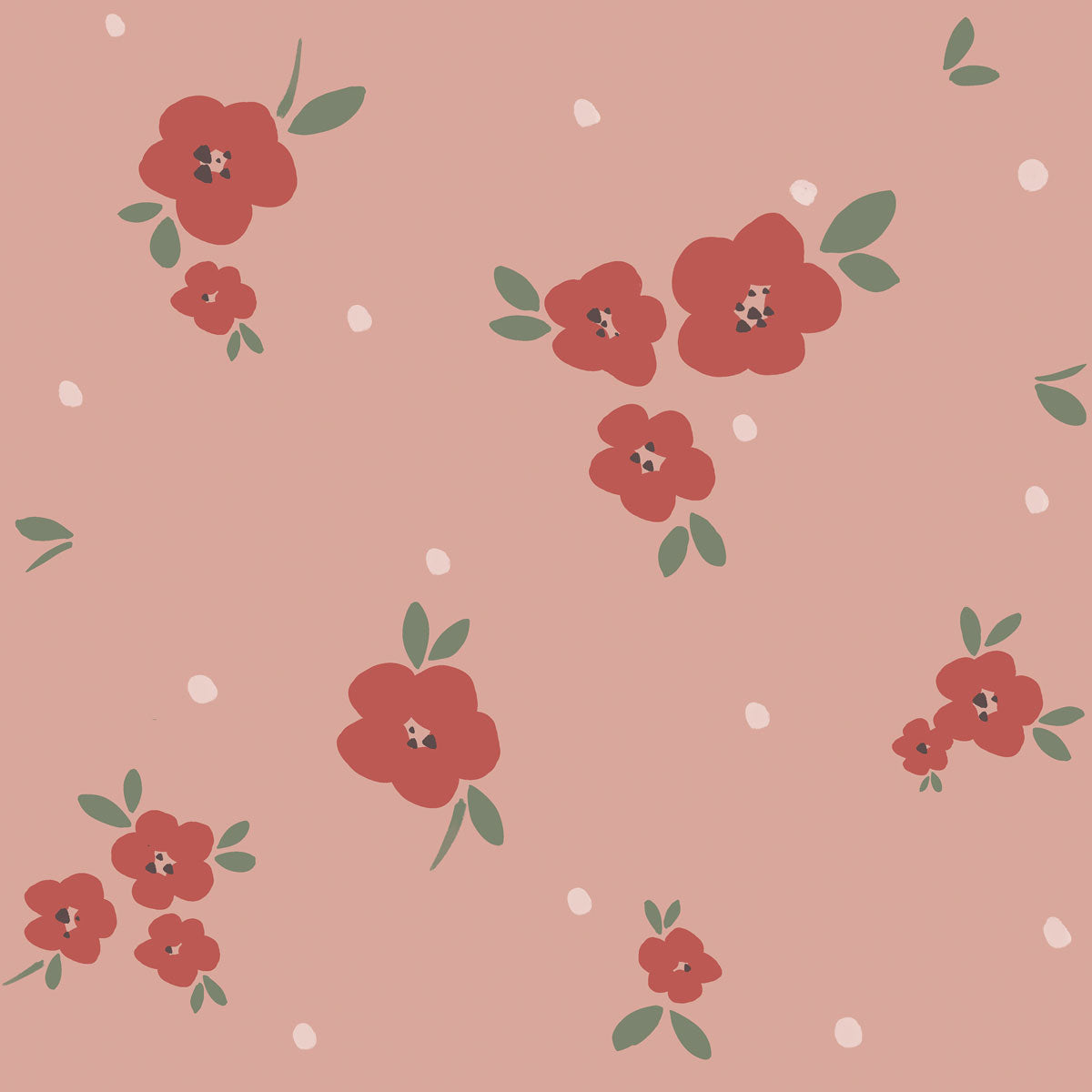 Floral Draw Pink Red Wallpaper