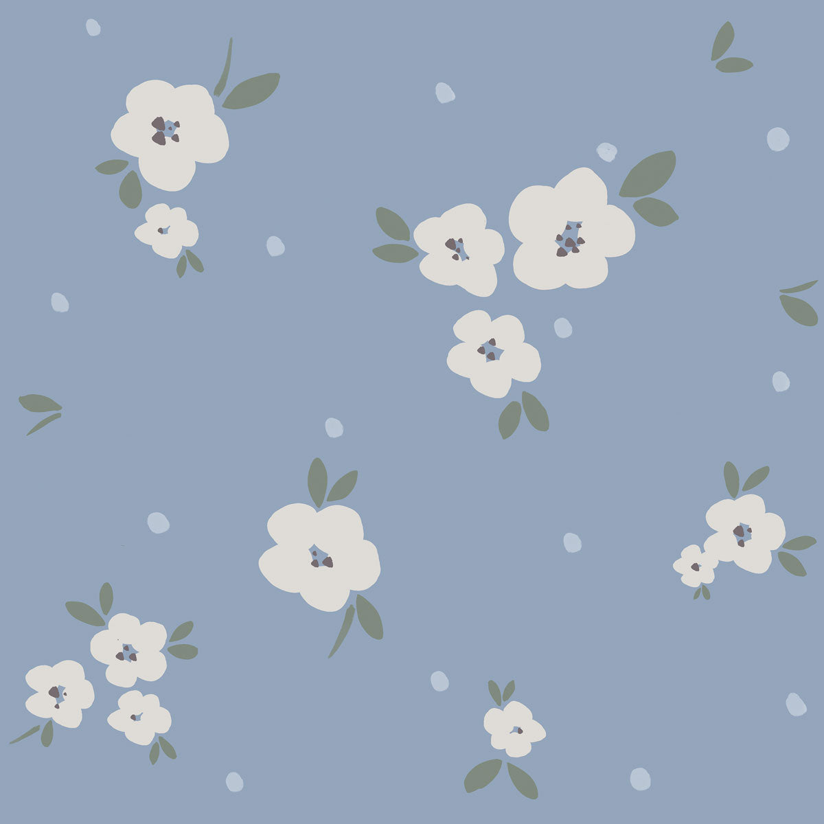 Floral Draw Blue Wallpaper Sample