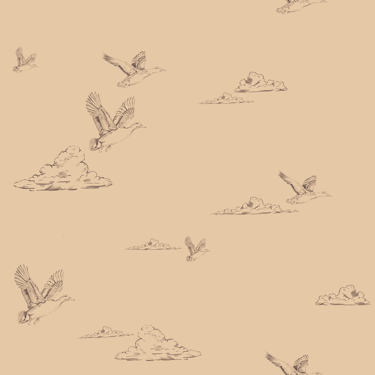 Ducks in the Sky Beige Wallpaper