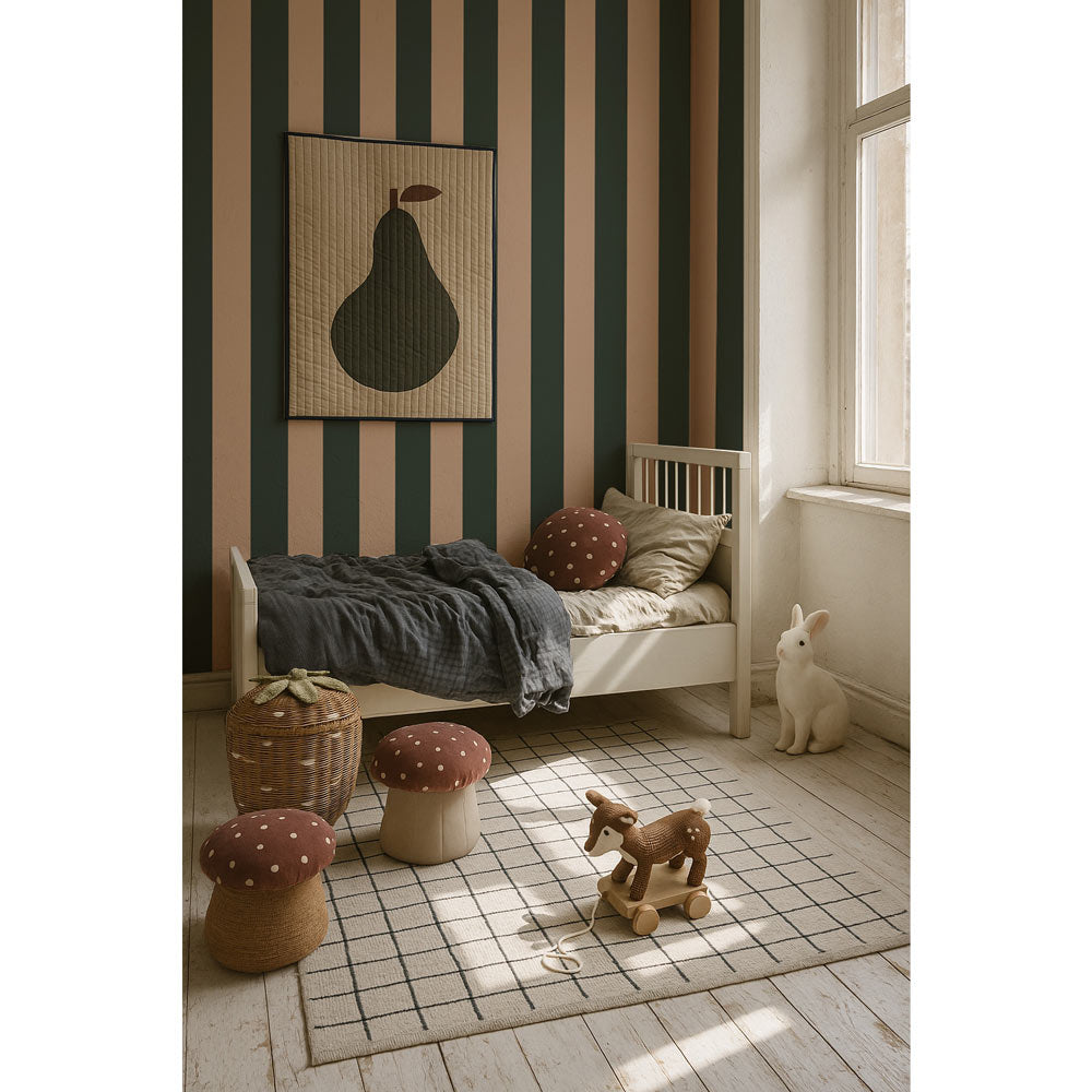 Wide stripes royal green and pink Wallpaper