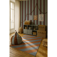 Wide stripes classy brown and misty blue Wallpaper