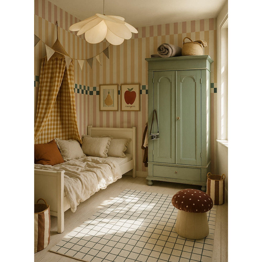 Stripes happy cherry pink and and sunny yellow Wallpaper