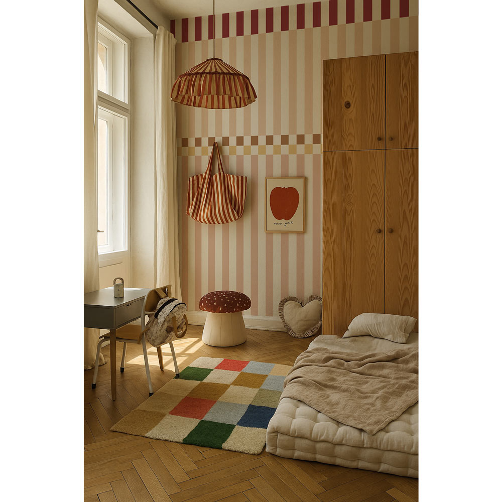 Stripes happy cherry pink  Wallpaper