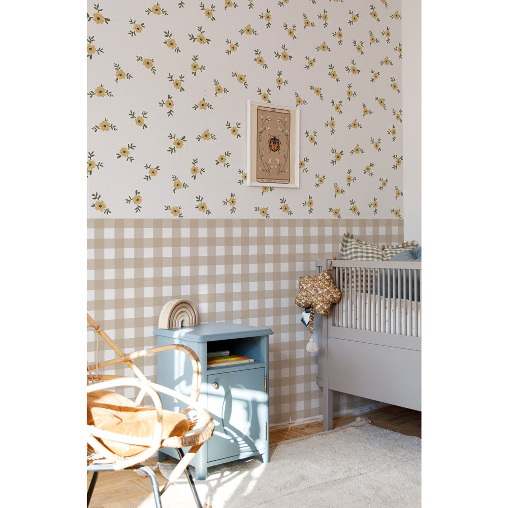 Rustic Garden White Wallpaper Sample