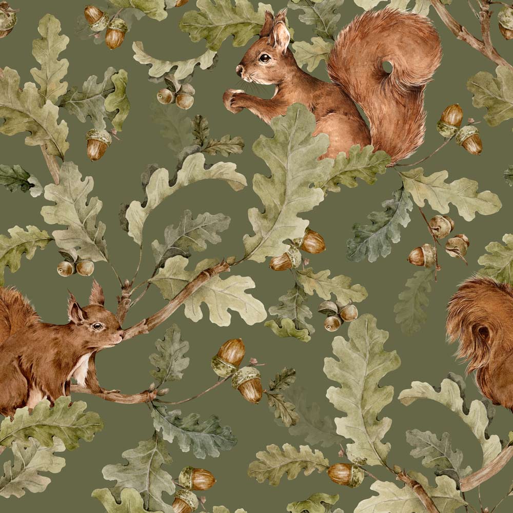 Squirrels in green Wallpaper Sample
