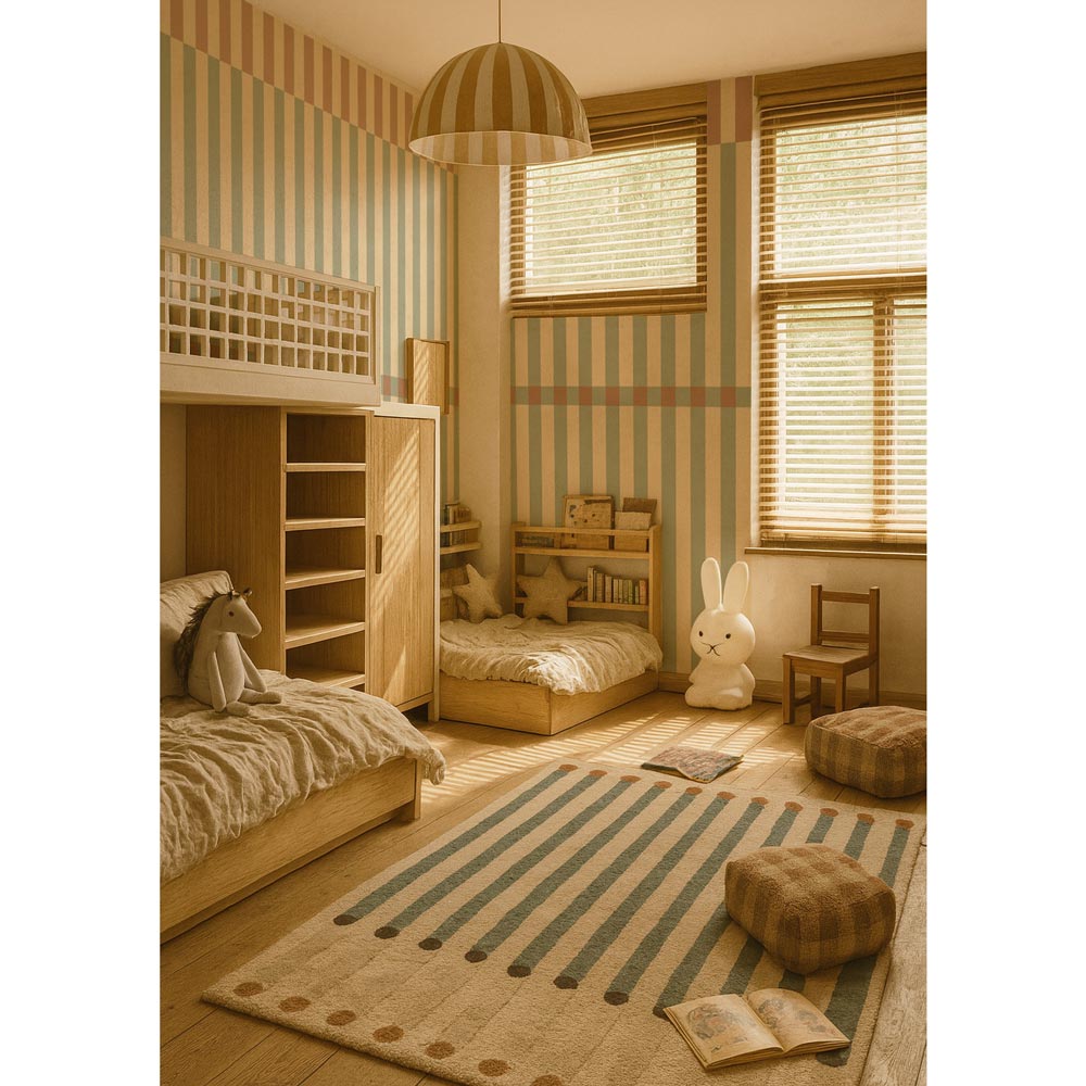 Stripes nostalgia green vintage Wallpaper