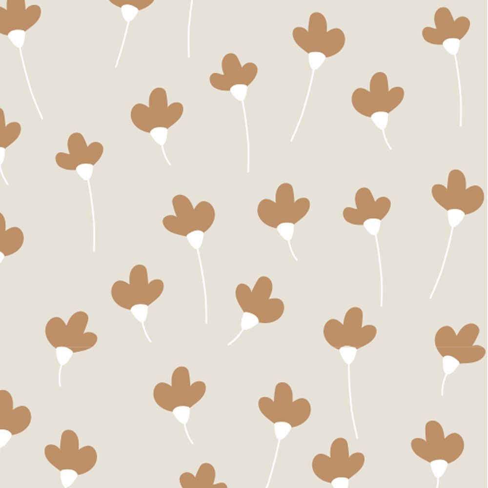 Simple Daisies Beige Cinnamon Wallpaper Sample