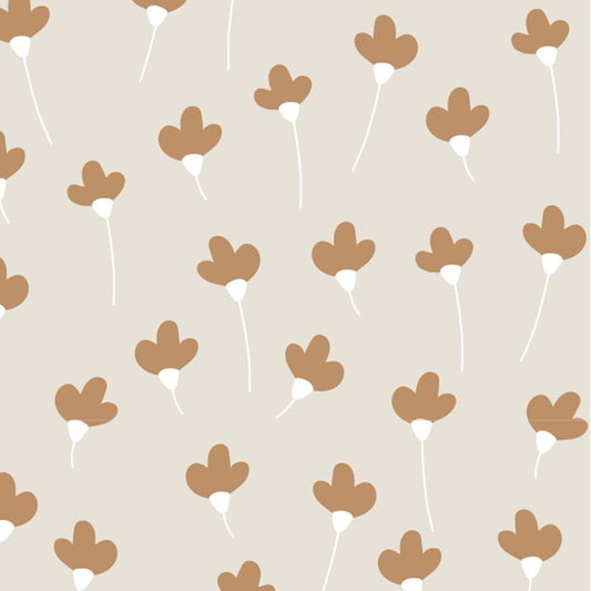 Simple Daisies Beige Cinnamon Wallpaper