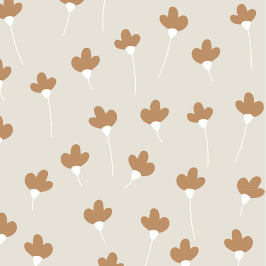 Simple Daisies Beige Cinnamon Wallpaper
