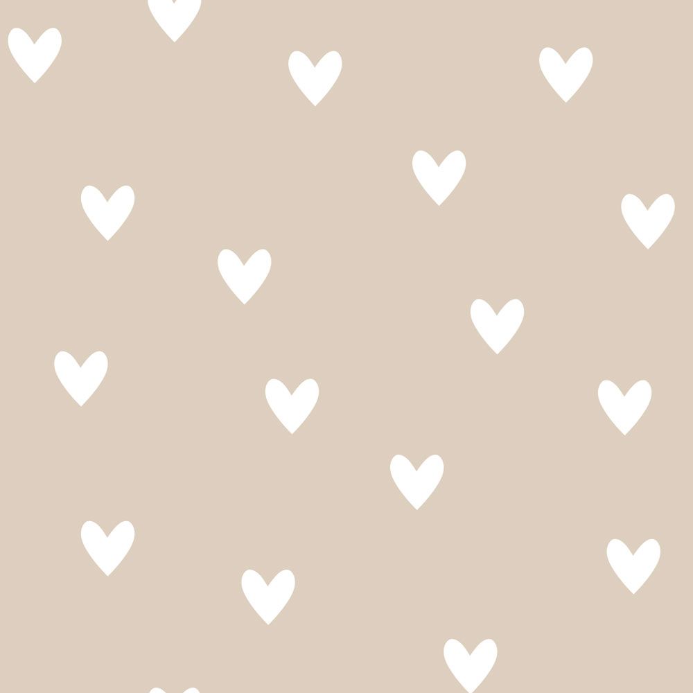 Simple Hearts Beige Wallpaper Sample