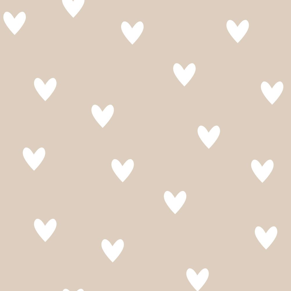 Simple Hearts Beige Wallpaper