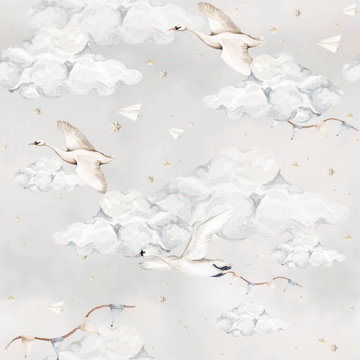 Magic Swans Blue Wallpaper Sample