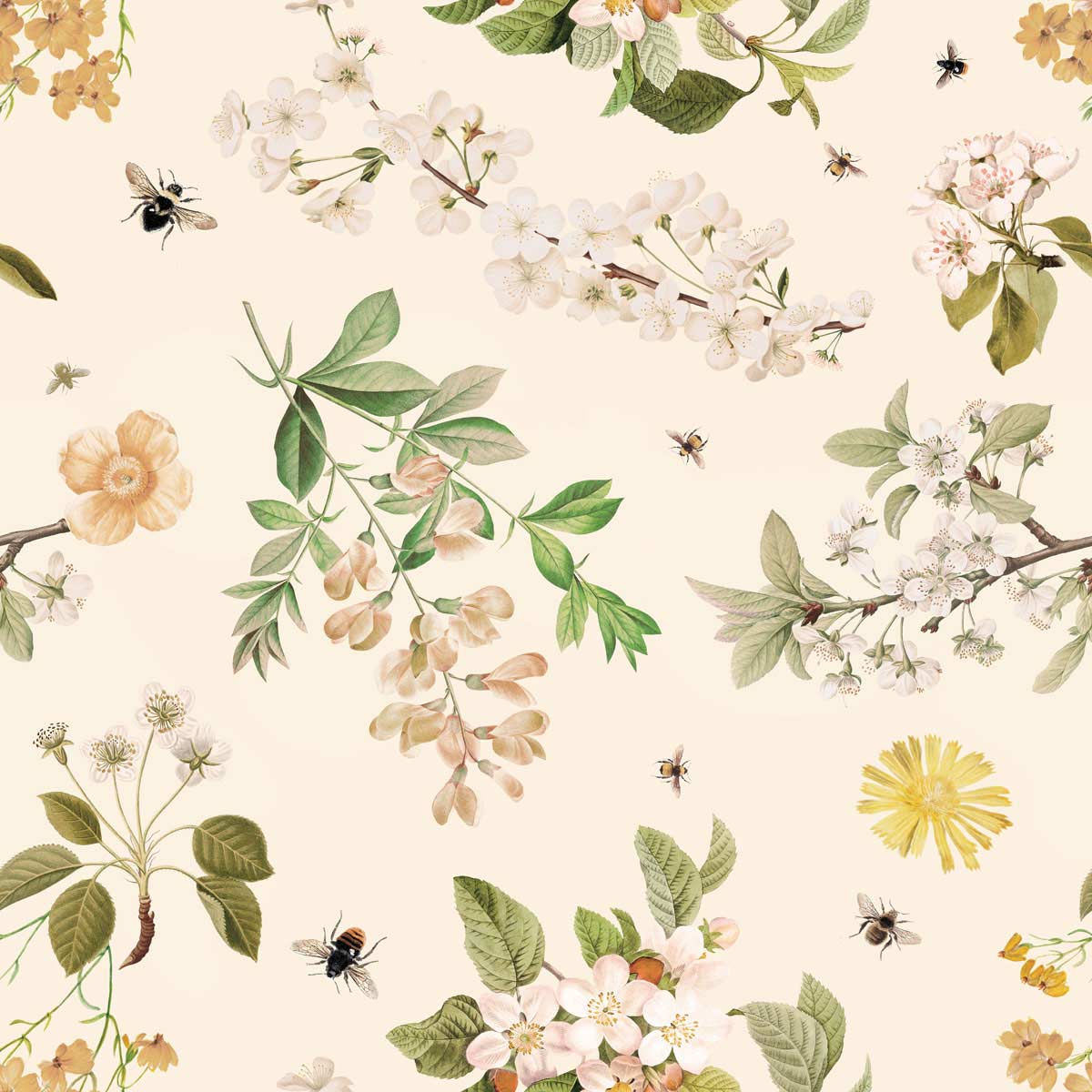 Lovely Bee Orchard Wallpaper Sample