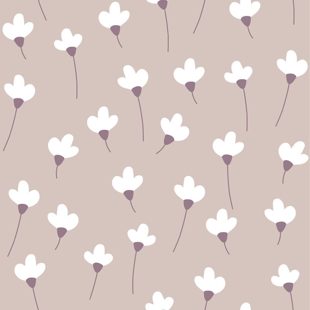 Simple Daisies on powder pink Wallpaper Sample