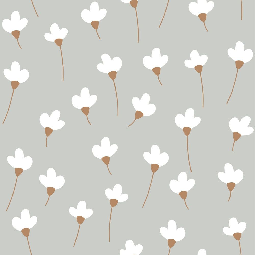 Simple Daisies on gray Wallpaper Sample