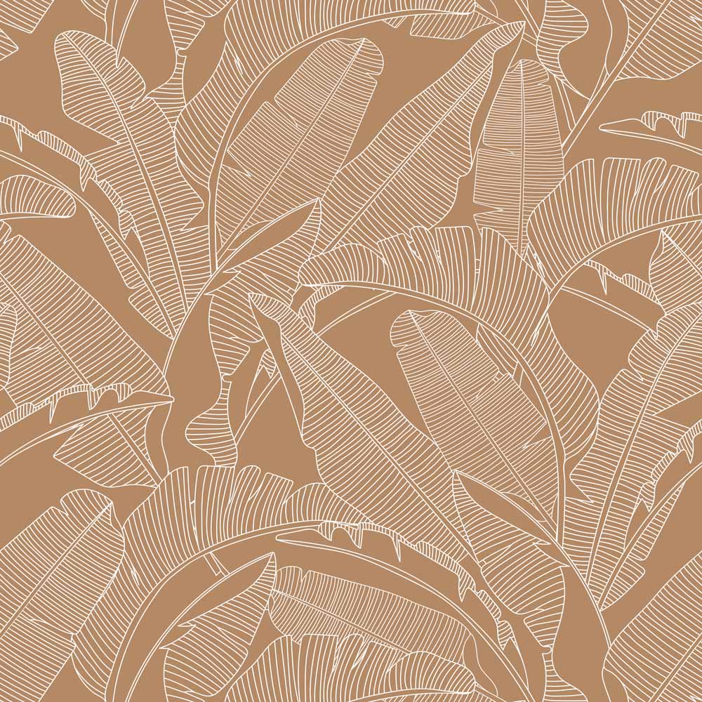 Classic big palm leaves cinnamon Wallpaper Sample