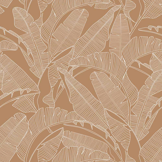 Classic big palm leaves cinnamon Wallpaper