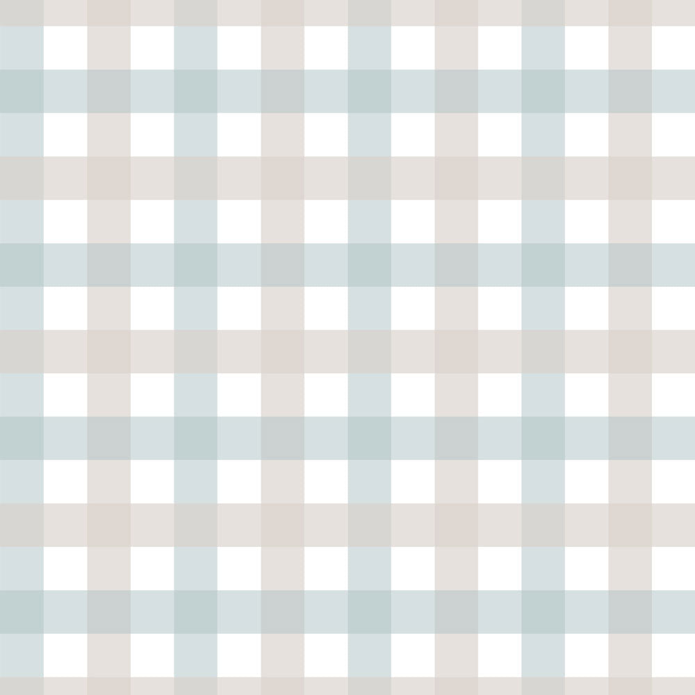 Provence check beige blue small Wallpaper