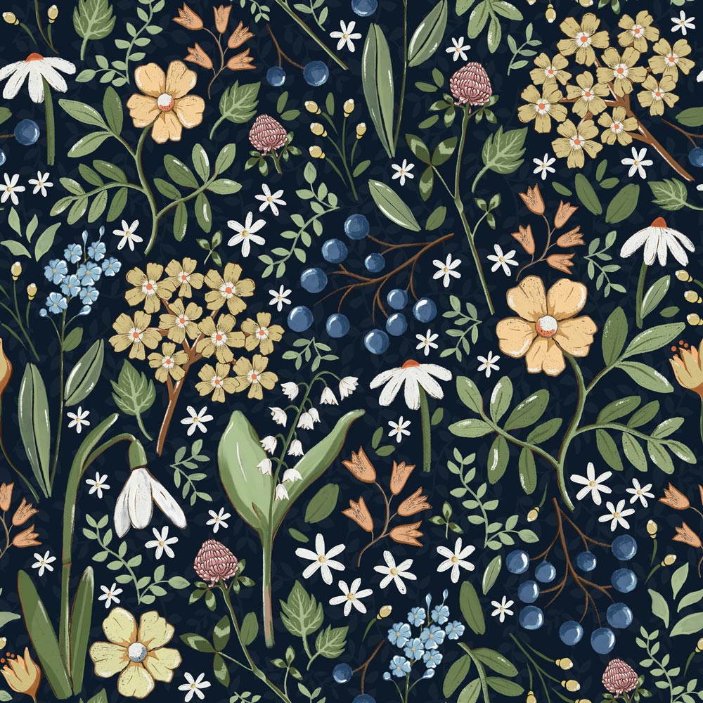 Dark floral wallpaper