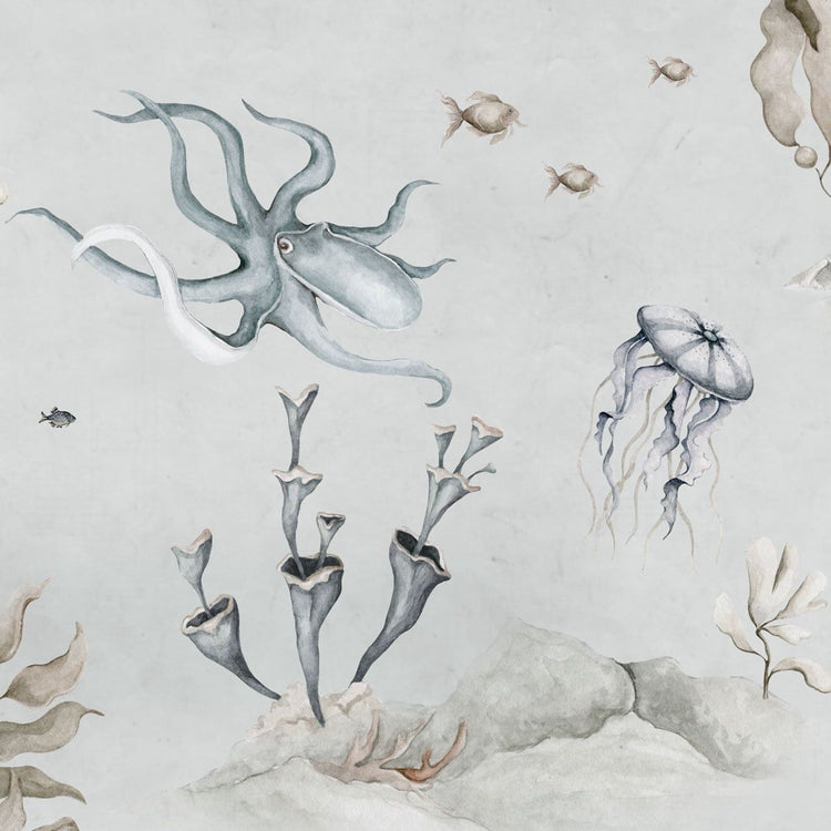 Underwater World Grey Wallpaper