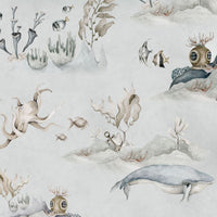Underwater World Grey Wallpaper